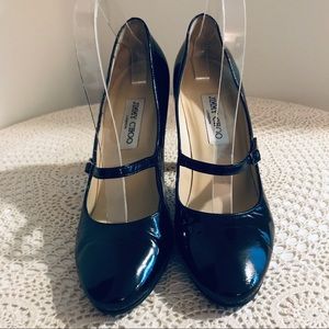 Jimmy Choo Mary Jane Heels Black Patent Leather